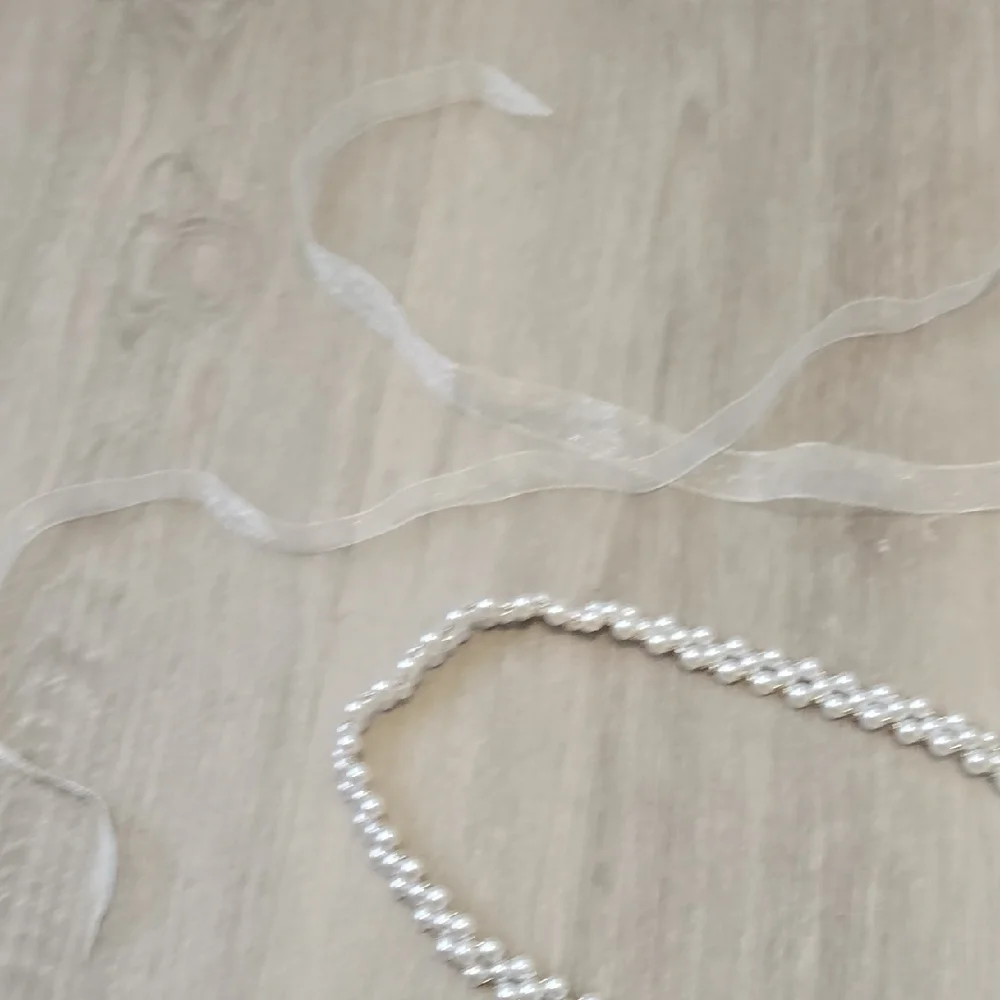 Elegant Pearl and Ribbon Belt or Hair Accessory Headband
